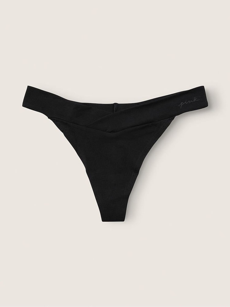 Victoria's Secret PINK Black Cotton Thong Knickers - Image 2 of 3