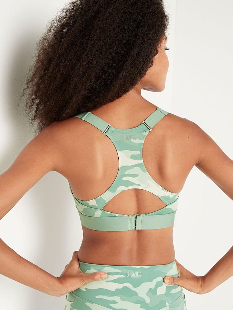 Victoria's Secret PINK Seasalt Green Camo Medium Impact Push Up Sports Bra - Image 2 of 4