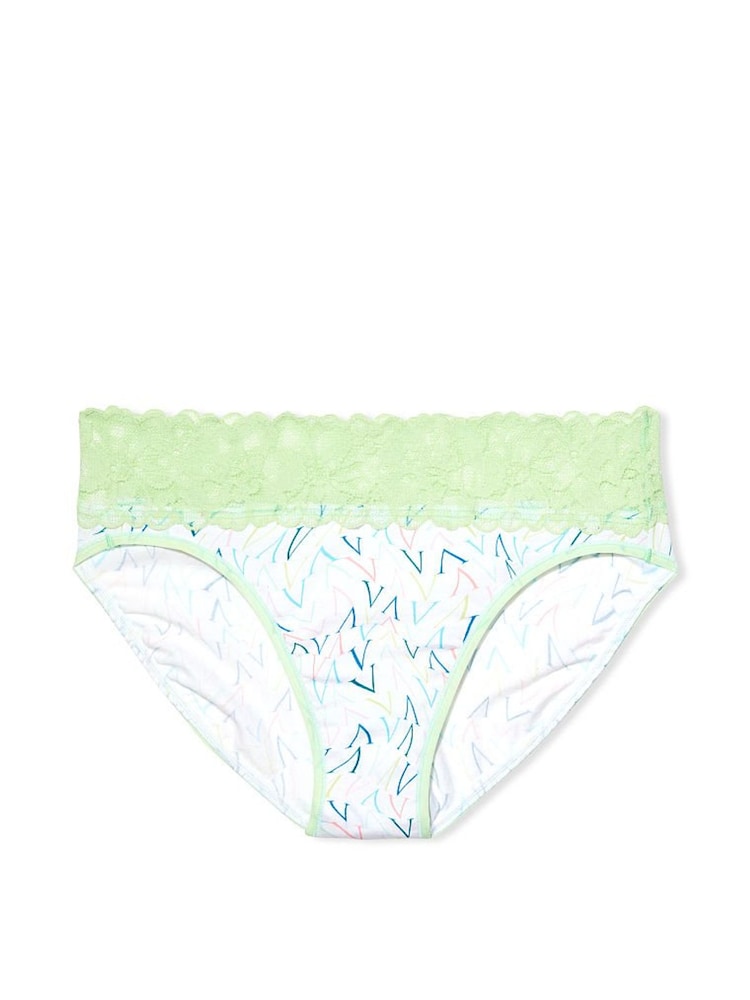 Victoria's Secret Lace Waist Cotton High Leg Brief Panty - Image 3 of 3
