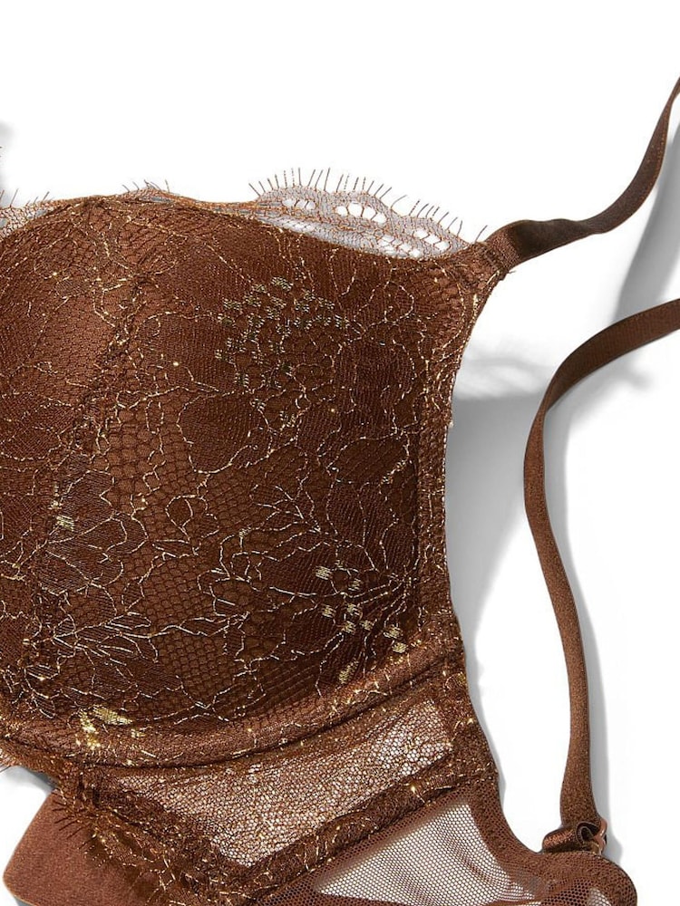 Victoria's Secret Dark Brown Lace Plunge Push Up Bra - Image 4 of 4