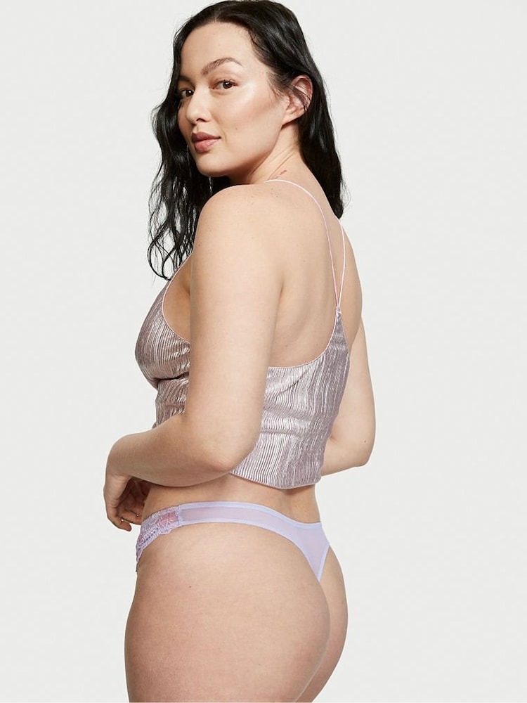 Victoria's Secret Iris Metallic Floral Embroidery Thong Knickers - Image 2 of 3 Victoria's Secret Iris Metallic Floral Embroidery Thong Knickers - Image 2 of 3