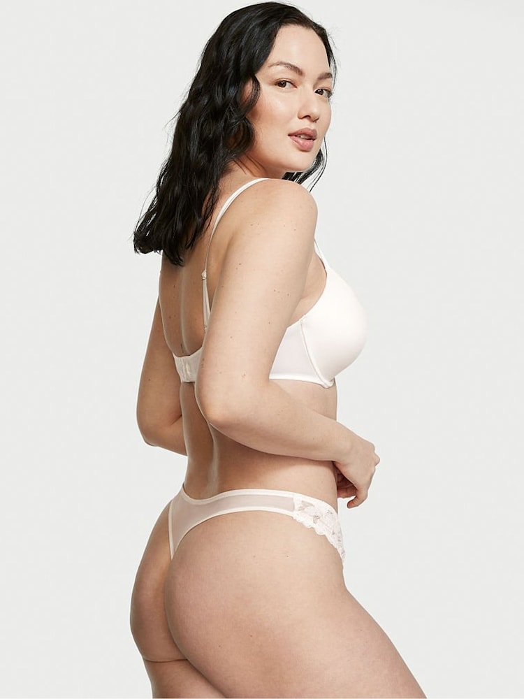 Victoria's Secret Coconut White Floral Embroidered Thong Knickers - Image 2 of 4