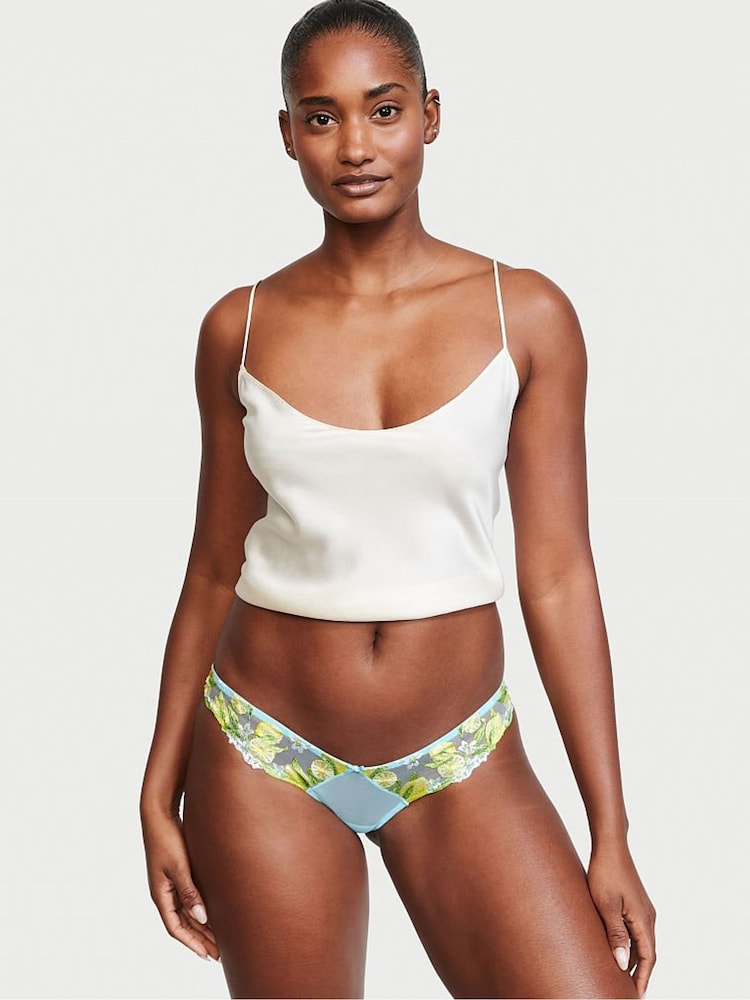 Victoria's Secret Breaker Blue Lemon Embroidery Cheeky Knickers - Image 1 of 3