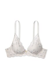 Victoria's Secret Lucky Stars Grey Lace Plunge Lightly Lined Half Pad Bra - Image 4 of 4