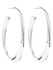 Mood Silver Polished Oval Hoop Earrings - Image 1 of 1
