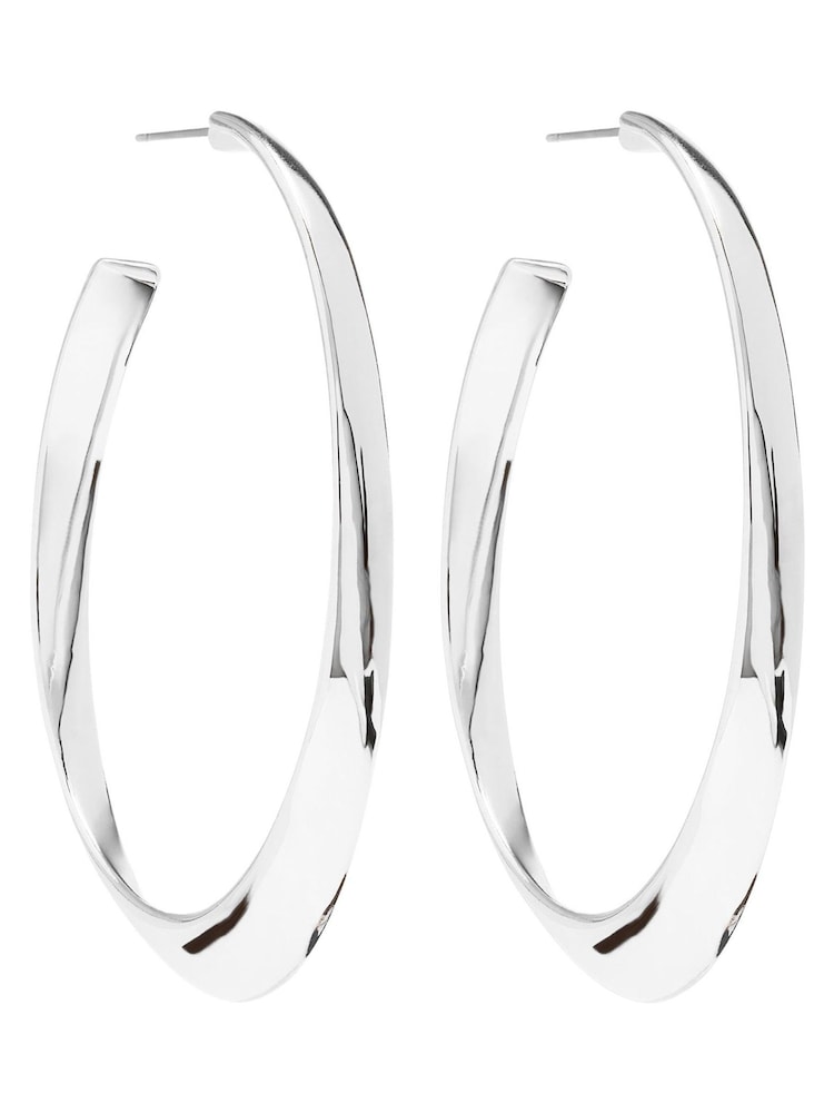 Mood Silver Polished Oval Hoop Earrings - Image 1 of 1