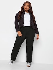 Yours Curve Black Bootcut Ponte Rib Trouser - Image 1 of 4