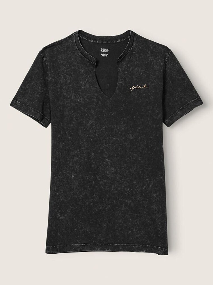 Victoria's Secret PINK Campus Short Sleeve Notch Neck Tee - Image 1 of 1
