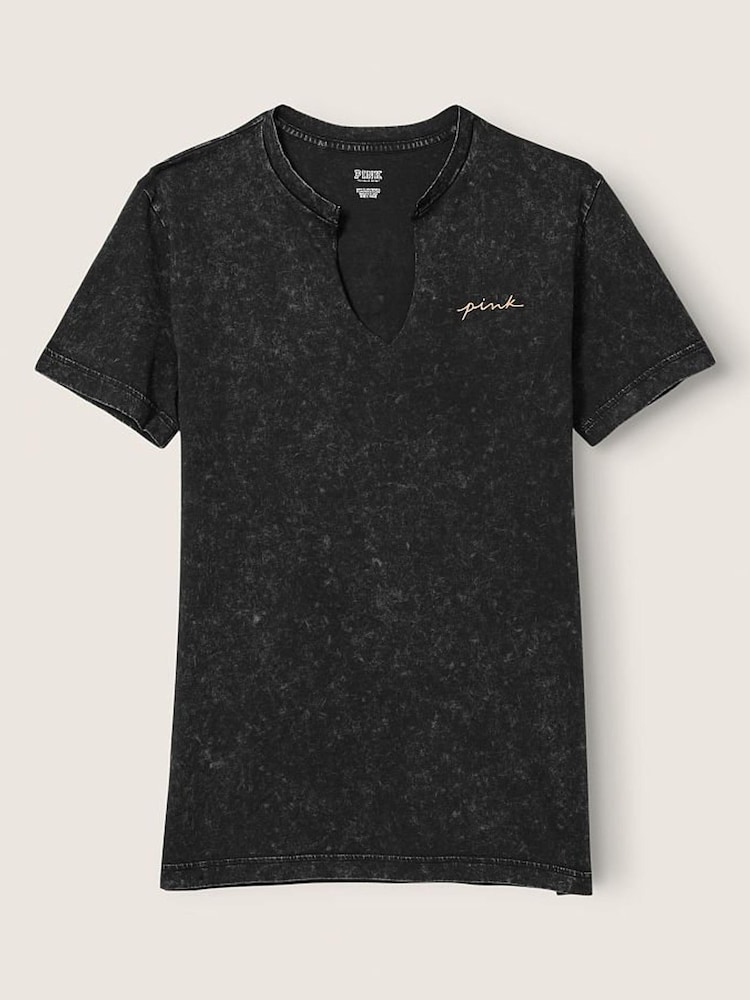 Victoria's Secret PINK Campus Short Sleeve Notch Neck Tee - Image 1 of 1 Victoria's Secret PINK Campus Short Sleeve Notch Neck Tee - Image 1 of 1