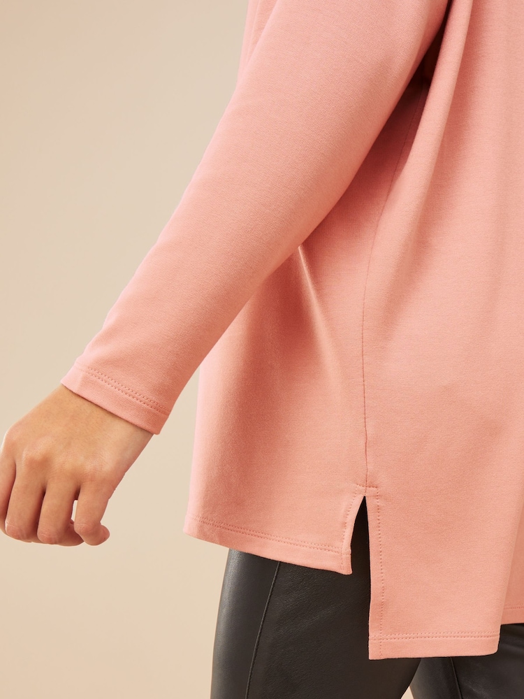 Friends Like These Pink Soft Jersey V Neck Long Sleeve Tunic Top - Image 4 of 4