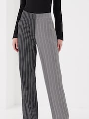 4th & Reckless Grey Forrest Two Tone Wide Leg Trouser - Image 1 of 4