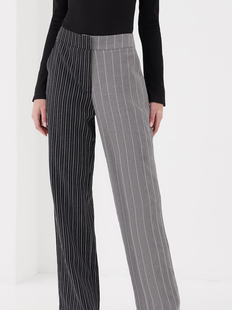 4th & Reckless Grey Forrest Two Tone Wide Leg Trouser - Image 1 of 4