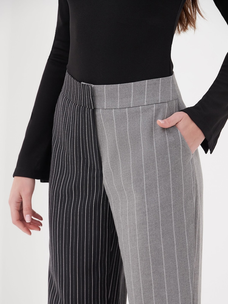 4th & Reckless Grey Forrest Two Tone Wide Leg Trouser - Image 2 of 4