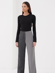 4th & Reckless Grey Forrest Two Tone Wide Leg Trouser - Image 3 of 4