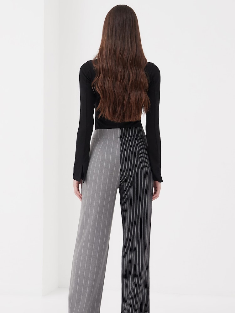 4th & Reckless Grey Forrest Two Tone Wide Leg Trouser - Image 4 of 4