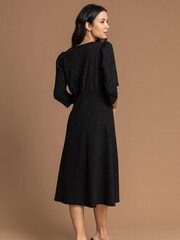 Roman Black Glitter Split Detail Midi Dress - Image 2 of 5