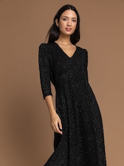 Roman Black Glitter Split Detail Midi Dress - Image 3 of 5