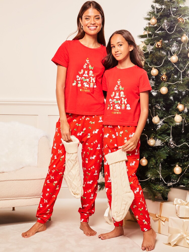 Lipsy Red Christmas Short Sleeve Long Leg Pyjamas - Image 2 of 4