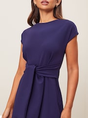 Lipsy Navy Cap Sleeve Tie Front Jumpsuit - Image 3 of 3