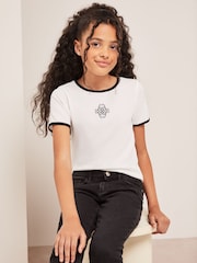Lipsy White Contrast Logo T-Shirt - Image 1 of 4