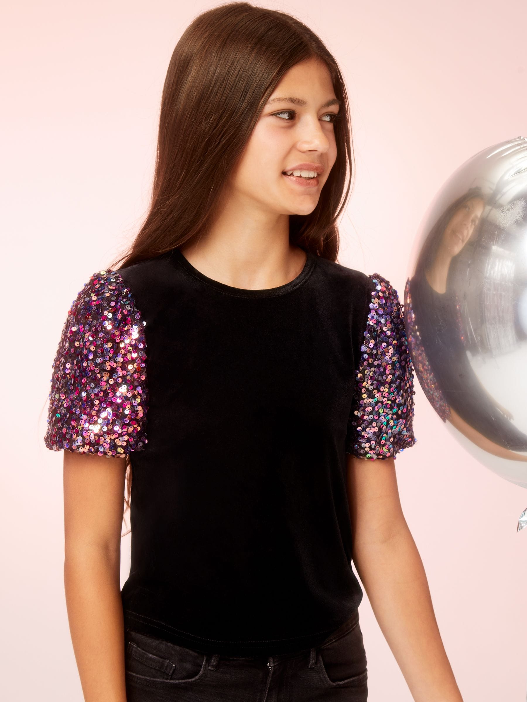 Black sequin top girls clearance