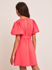 Lipsy Pink Scuba Puff Sleeve Skater Dress - Image 3 of 4