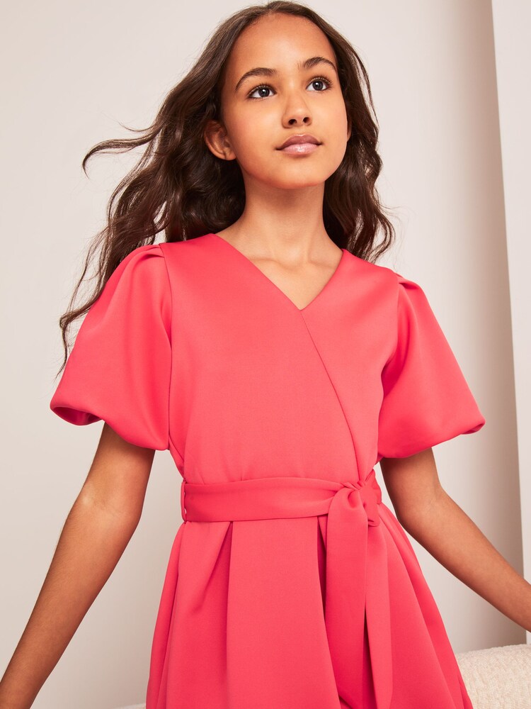 Lipsy Pink Scuba Puff Sleeve Skater Dress - Image 4 of 4