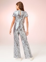 Lipsy Silver Sequin Party Jumpsuit - Image 3 of 4