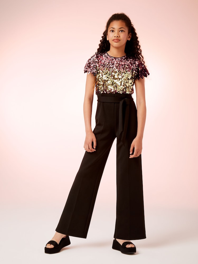 Lipsy Pink Sequin Party Jumpsuit - Image 1 of 3