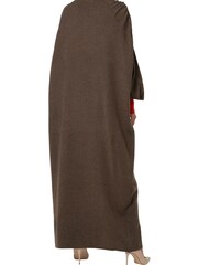 leem Brown Contrast Neck and Cuff Kaftan Maxi Dress - Image 3 of 5