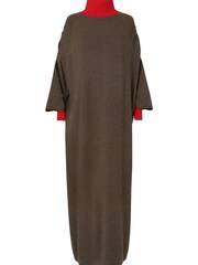 leem Brown Contrast Neck and Cuff Kaftan Maxi Dress - Image 5 of 5