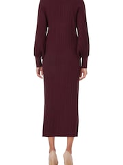 leem Purple Balloon Sleeve Pleated Knit Dress - Image 3 of 5