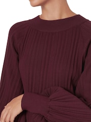 leem Purple Balloon Sleeve Pleated Knit Dress - Image 4 of 5