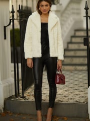 Friends Like These Cream Short Faux Fur City Coat - Image 2 of 4