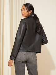 Friends Like These Black Faux Leather Biker Jacket - Image 4 of 4