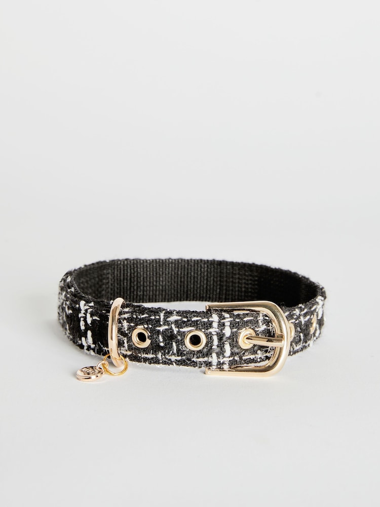 Lipsy Black Print Boucle Dog Collar - Image 1 of 4