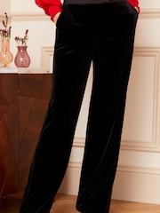 Love & Roses Black Velvet High Waist Wide Leg Tailored Trousers - Image 1 of 4
