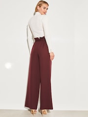 Beerenrot - Lipsy Tailored Paperbag-Hose mit weitem Bein und Gürtel - Bild 2 von 4