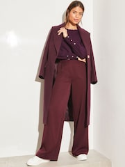 Beerenrot - Lipsy Tailored Paperbag-Hose mit weitem Bein und Gürtel - Bild 3 von 4