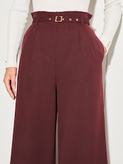 Beerenrot - Lipsy Tailored Paperbag-Hose mit weitem Bein und Gürtel - Bild 4 von 4