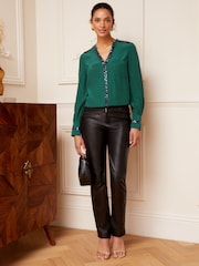 Love & Roses Green Sequin V Neck Long Sleeve Blouse - Image 4 of 4