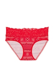 Victoria's Secret Lipstick Red Fair Isle Posey Lace Waist Hipster Knickers - Image 3 of 3