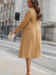 Lipsy Camel Double Breasted Longline Trench City Coat - Image 2 of 4