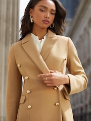 Lipsy Camel Double Breasted Longline Trench City Coat - Image 4 of 4