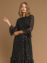 Roman Black Star Foil Print Frill Dress - Image 1 of 4