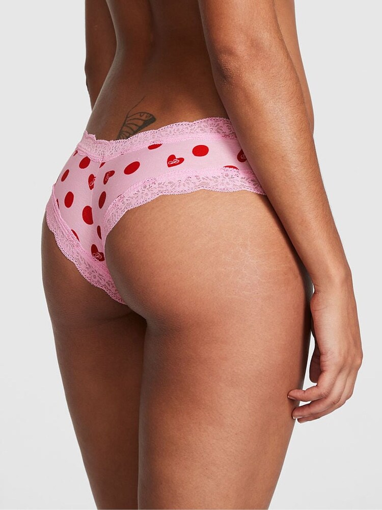 Victoria's Secret PINK Pink Bubble Heart Print Lace Trim Cheekster Knickers - Image 2 of 3