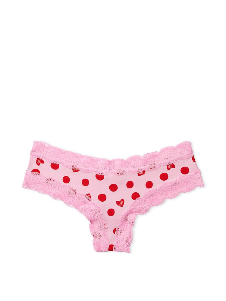 Victoria's Secret PINK Pink Bubble Heart Print Lace Trim Cheekster Knickers - Image 3 of 3