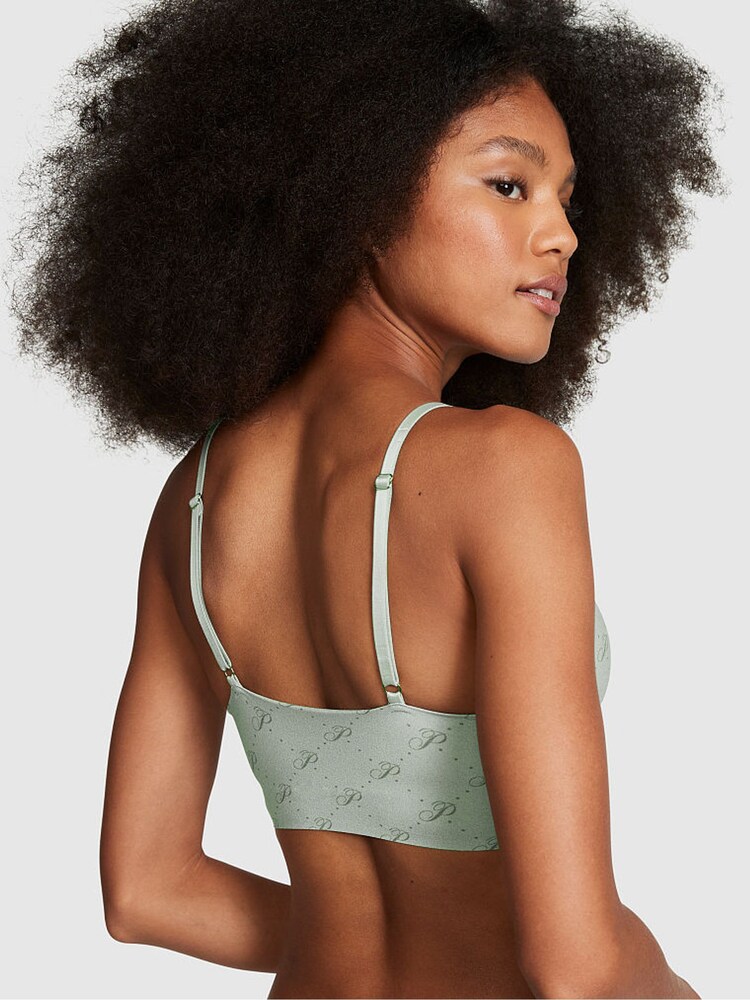 Victoria's Secret PINK Iceberg Green Script Non Wired Push Up Lounge Bralette - Image 2 of 4