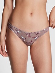 Victoria's Secret PINK Iced Coffee Brown Candy Cane Dog Rib Cotton Thong Knickers - Image 1 of 3