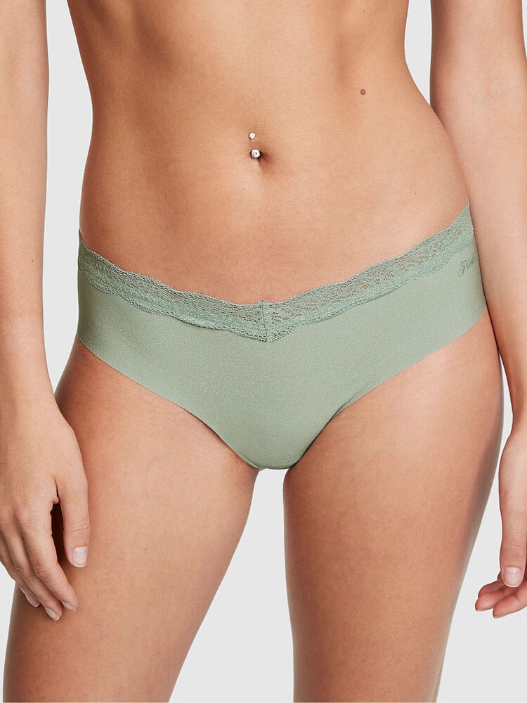 Victoria's Secret PINK Iceberg Green Cheeky Lace Trim No Show Knickers - Image 1 of 3
